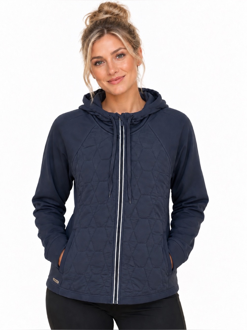 Jockey Hooded Hybrid Tech Quilted Jacket Dark Slate Water Repellent Size S NWT